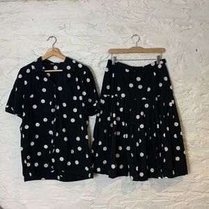 Aldele Simpson 80s Polka Dot Set w/ Drop-Waist Skirt 100% cotton  Vintage RARE